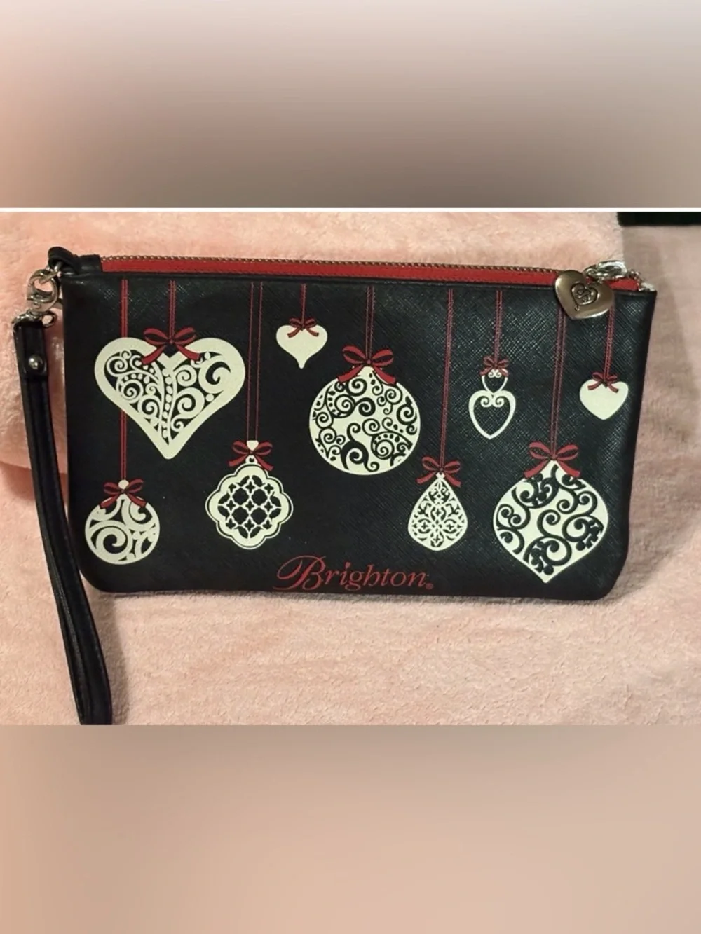 Brighton Love Notes Christmas Ornament Wristlet Cosmetic Bag 8